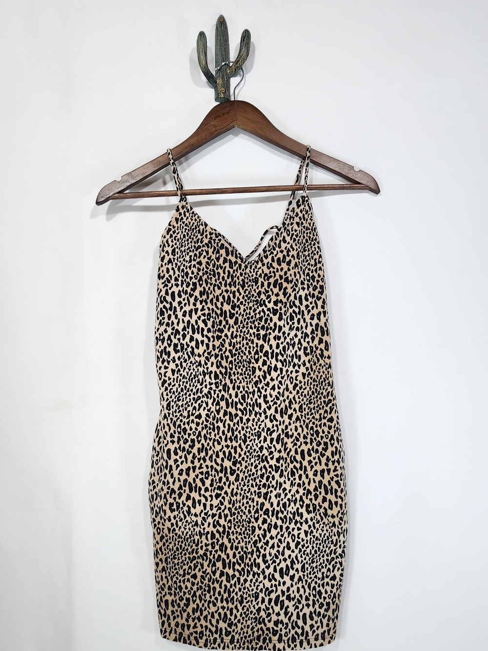 Forever 21 Cheetah Print Camisole Mini Dress Strappy Cross Back Small